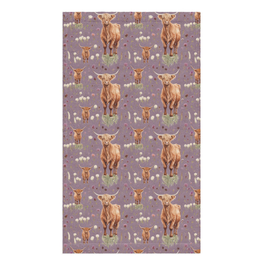 Highland Coo Tea Towel - watercolour print