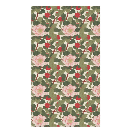 Red Camellia Tea Towel - watercolour print
