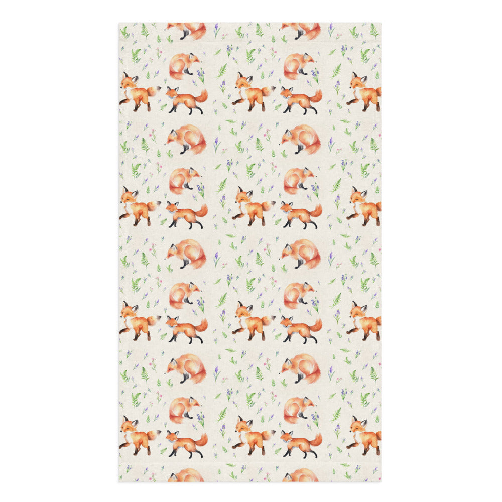 Fox in the Bluebells Tea Towel - watercolour design