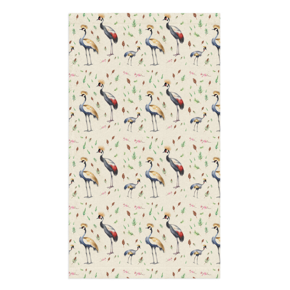 Crane & Pine Tea Towel - watercolour design