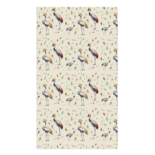 Crane & Pine Tea Towel - watercolour design