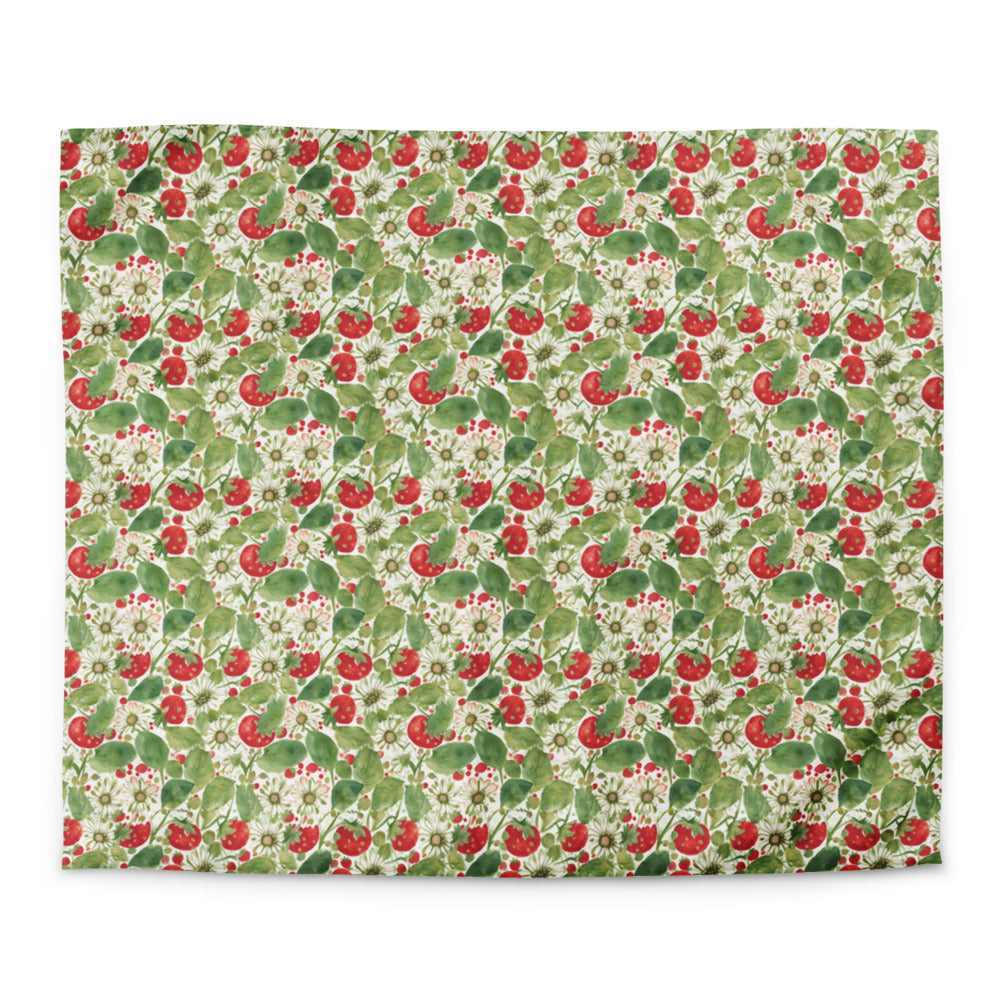 Strawberry & Daisy Duvet Cover - watercolour print