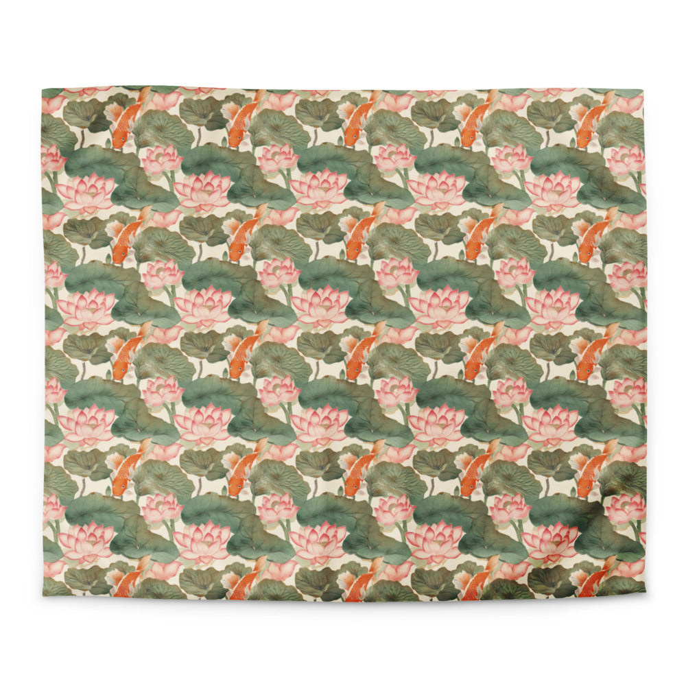 Housse de couette Koi & Lotus - impression aquarelle