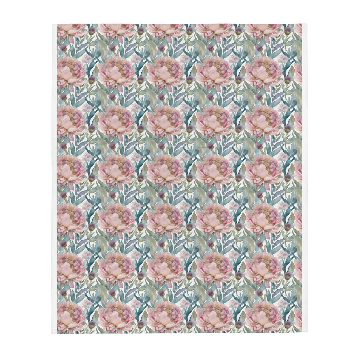 Highland Peony Throw - watercolour print