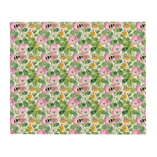 Bumble Garden Throw - watercolour print