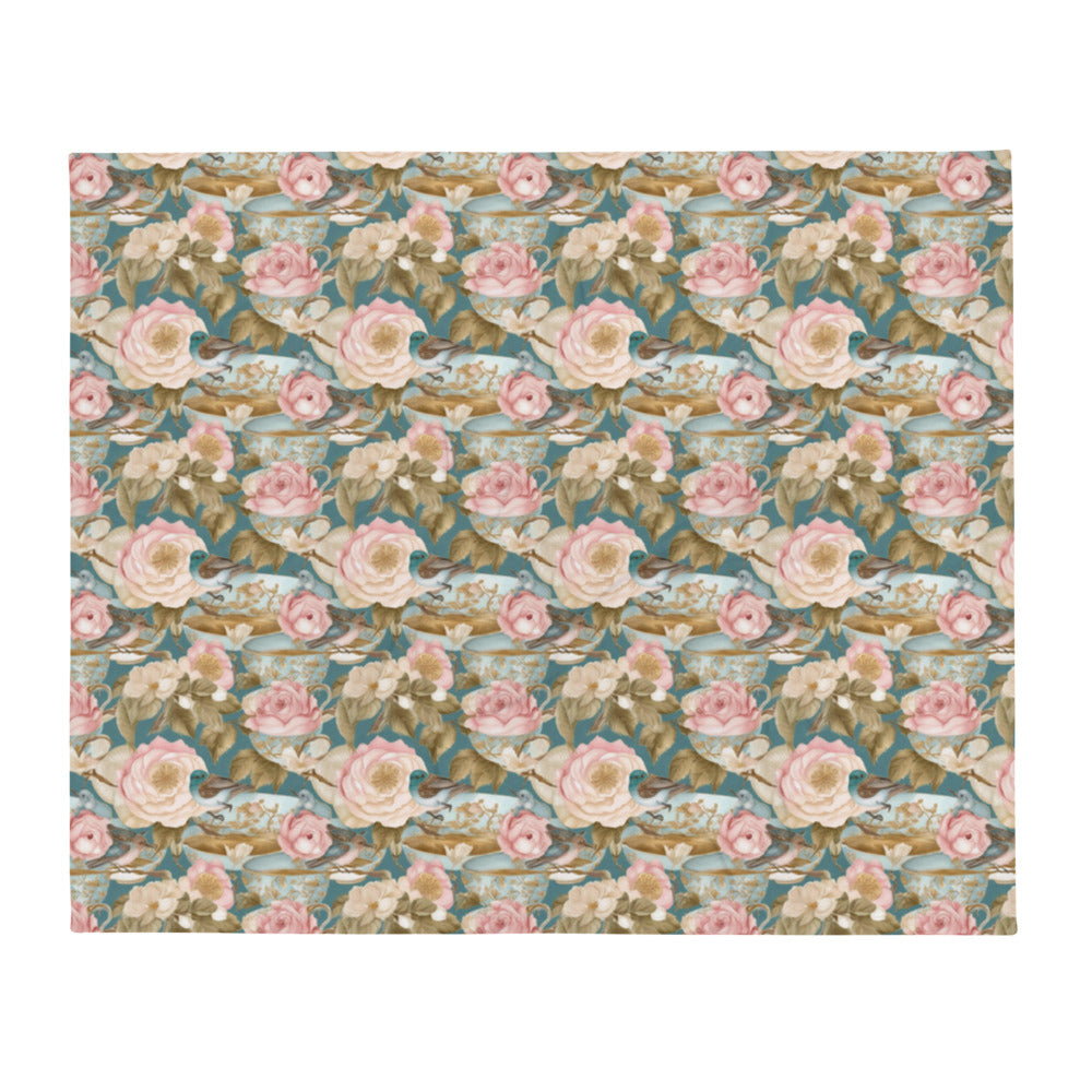 Teatime Roses Throw - watercolour print