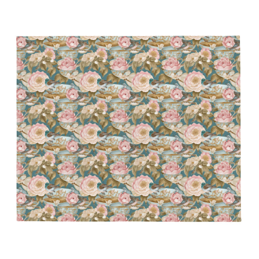 Teatime Roses Throw - watercolour print