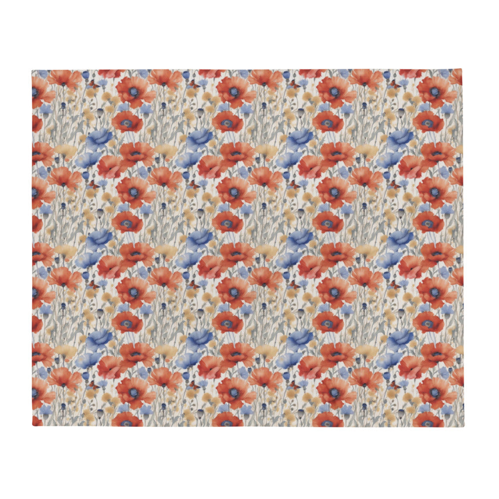 Butterfly Meadow Throw - watercolour print