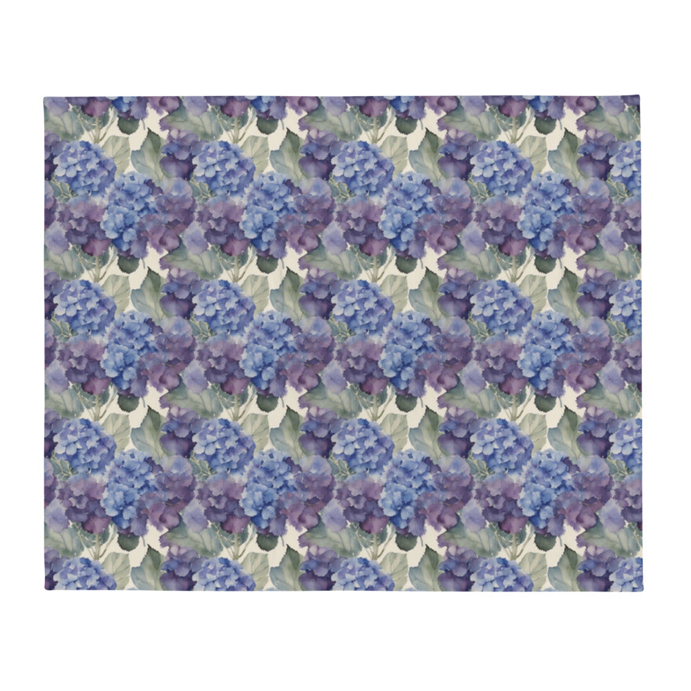 Hydrangea Haze Throw - watercolour print