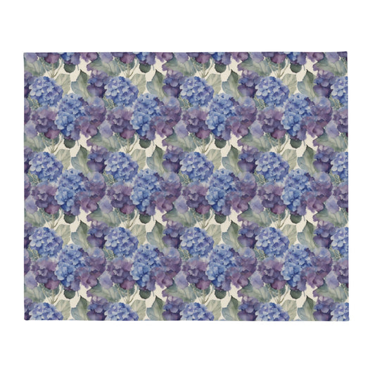 Hydrangea Haze Throw - watercolour print
