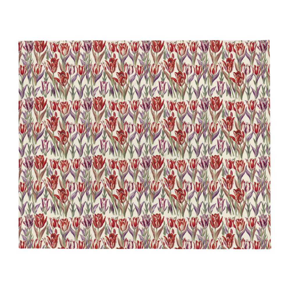 Tulip Parade Throw - watercolour print