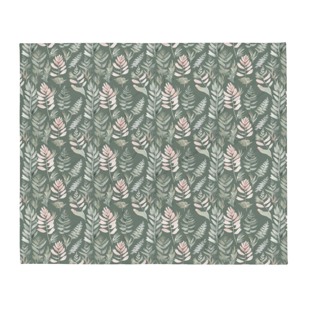 Sage Fern Throw - watercolour print