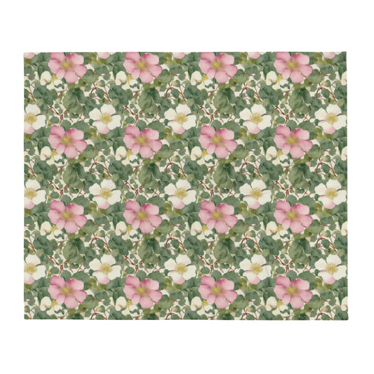 Wild Rose Throw - watercolour print