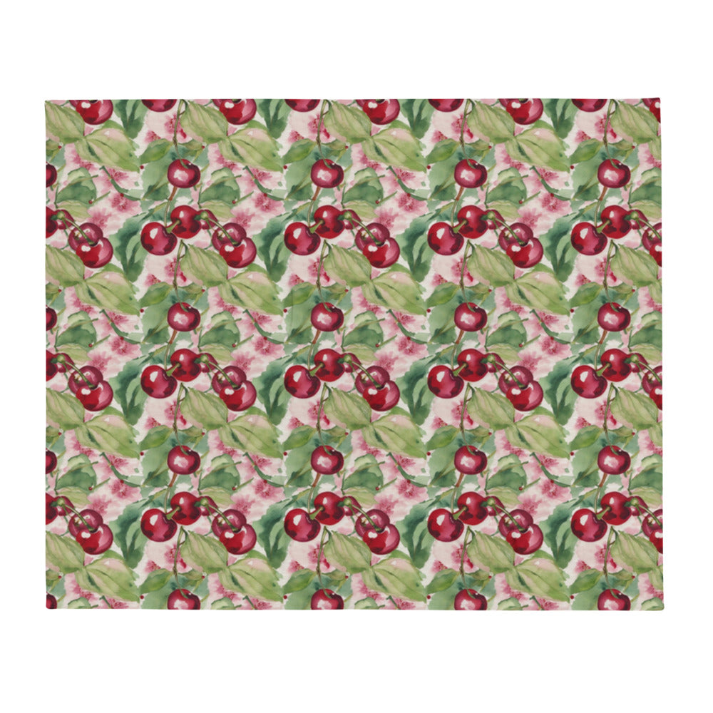 Cherry Orchard Throw - watercolour print