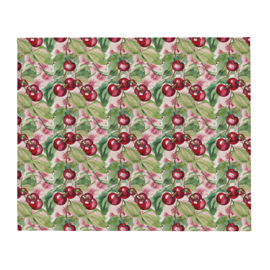 Cherry Orchard Throw - watercolour print