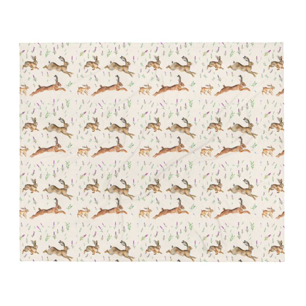 Highland Hares Throw - watercolour design