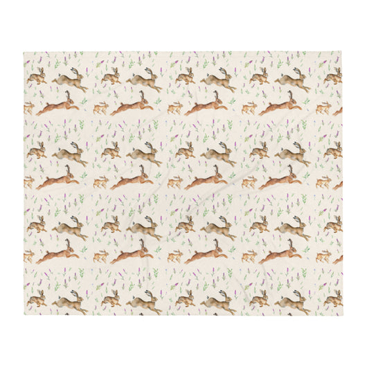 Highland Hares Throw - watercolour design