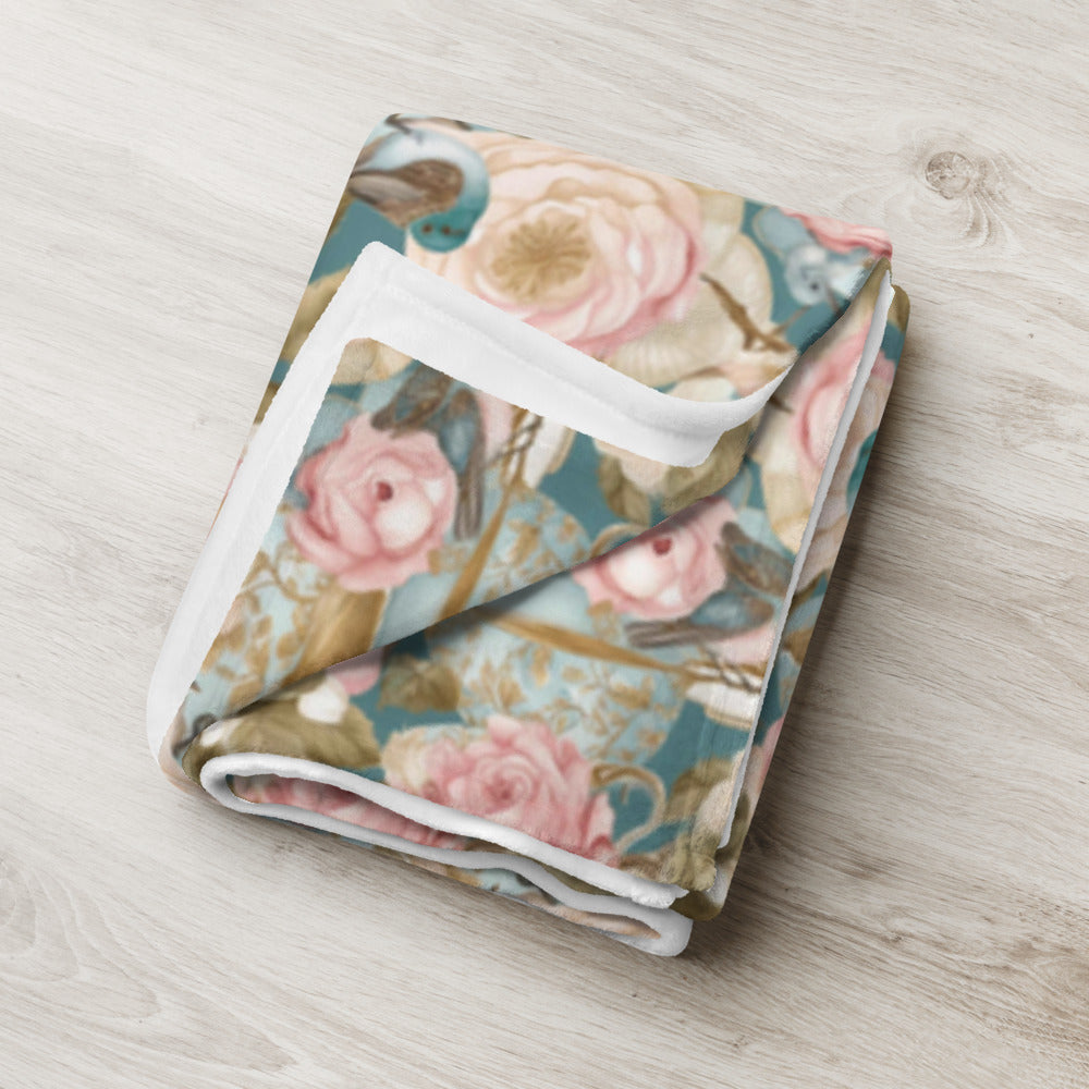 Teatime Roses Throw - shown in a home setting