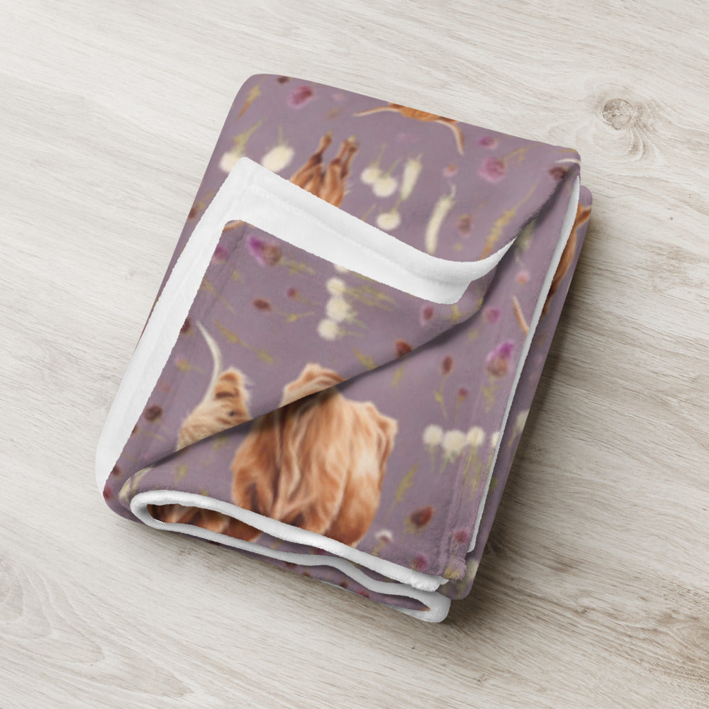 Highland Coo Throw - shown in a home setting
