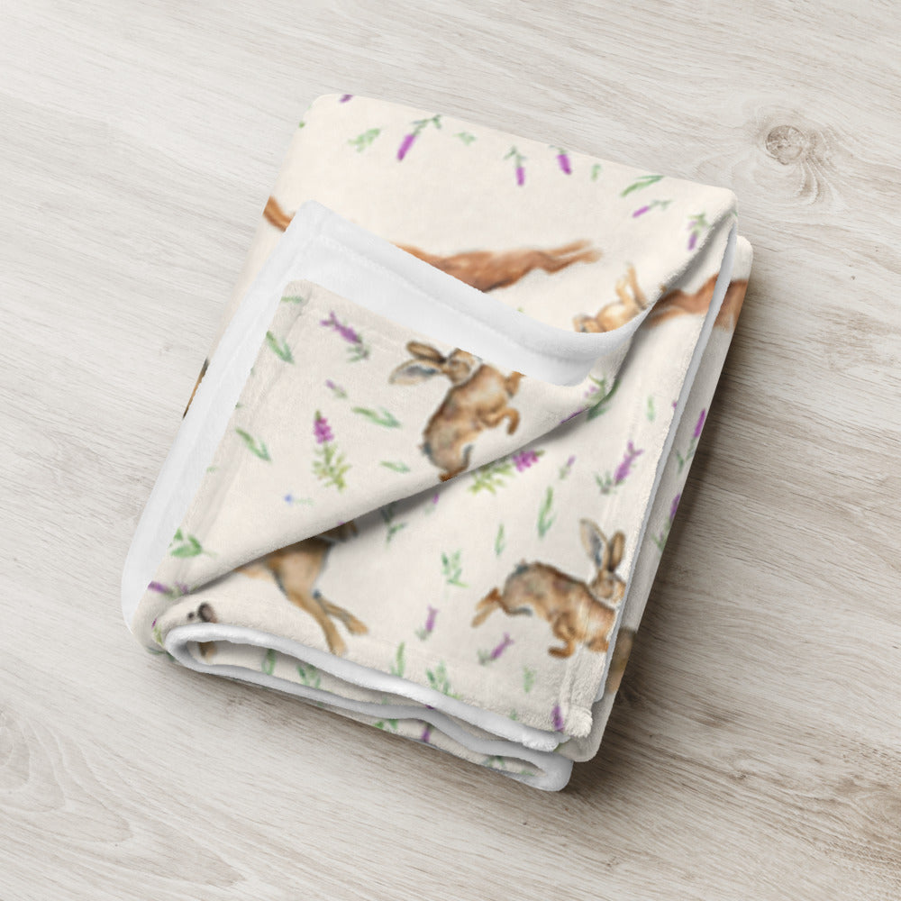 Highland Hares Throw - watercolour design, view 4