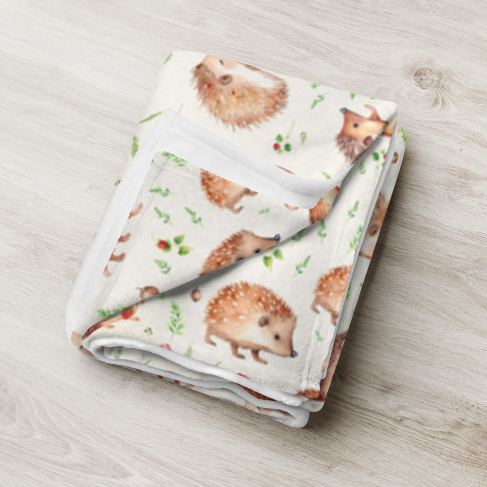Hedgehog Hollow Throw - watercolour design, view 4