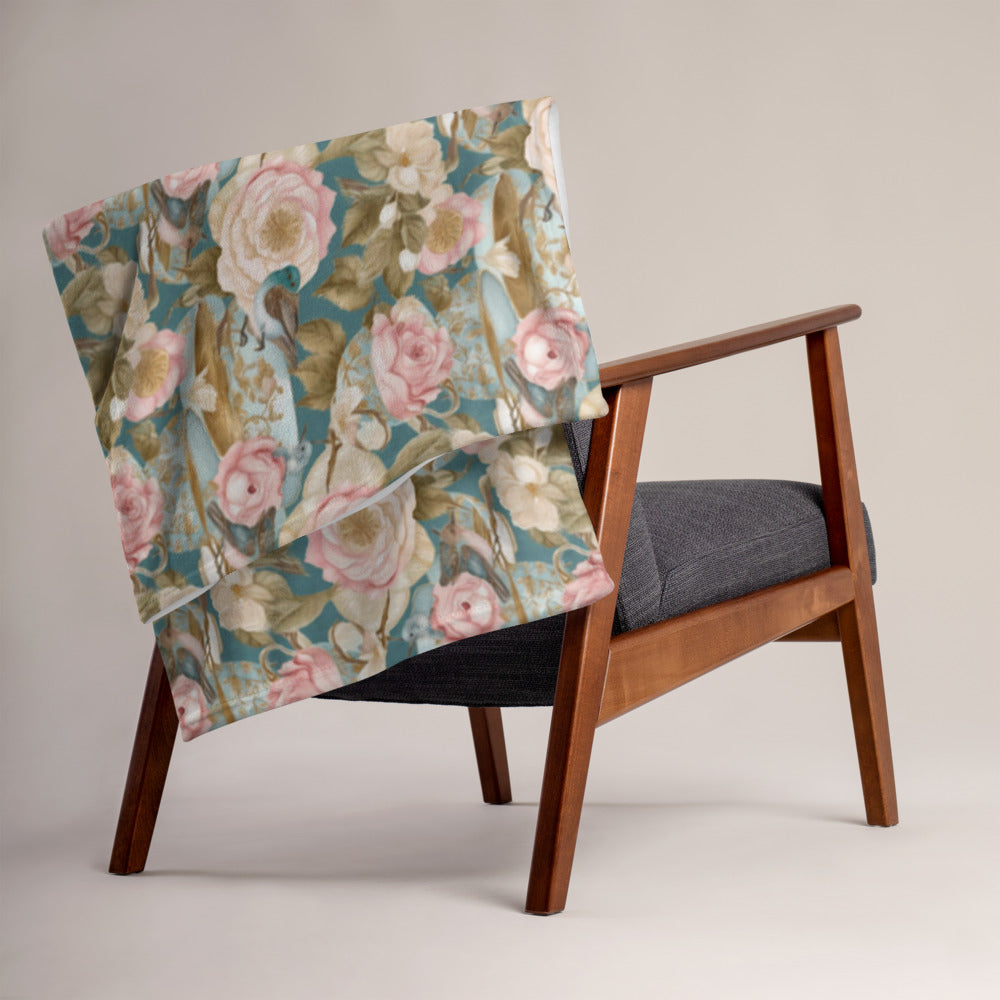 Teatime Roses Throw - shown in a home setting