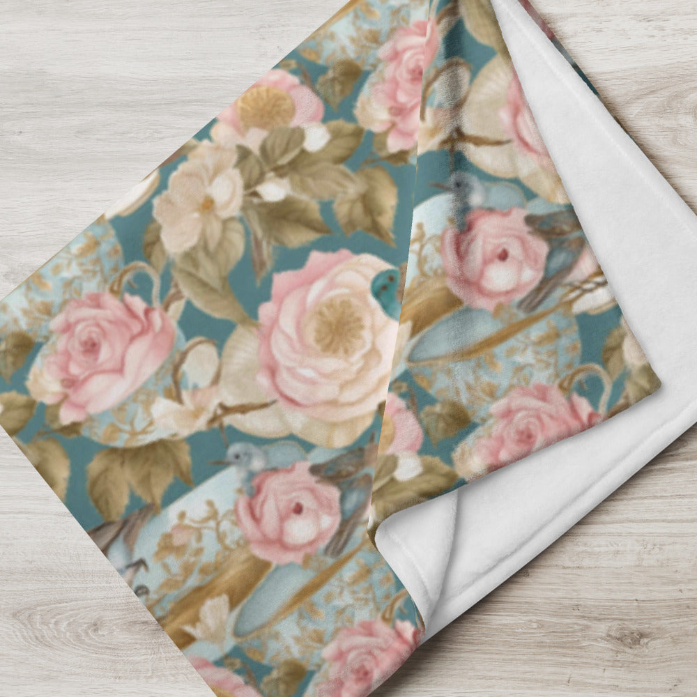 Teatime Roses Throw - shown in a home setting