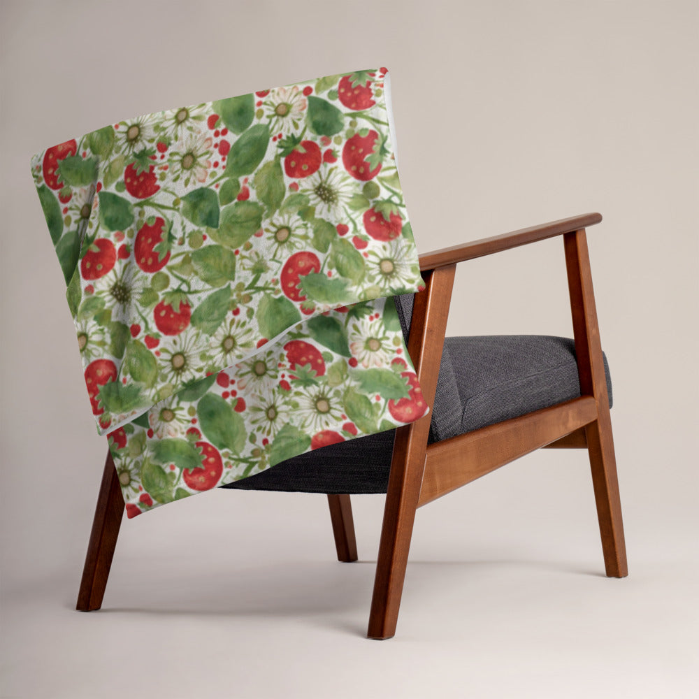 Strawberry & Daisy Throw - shown in a home setting