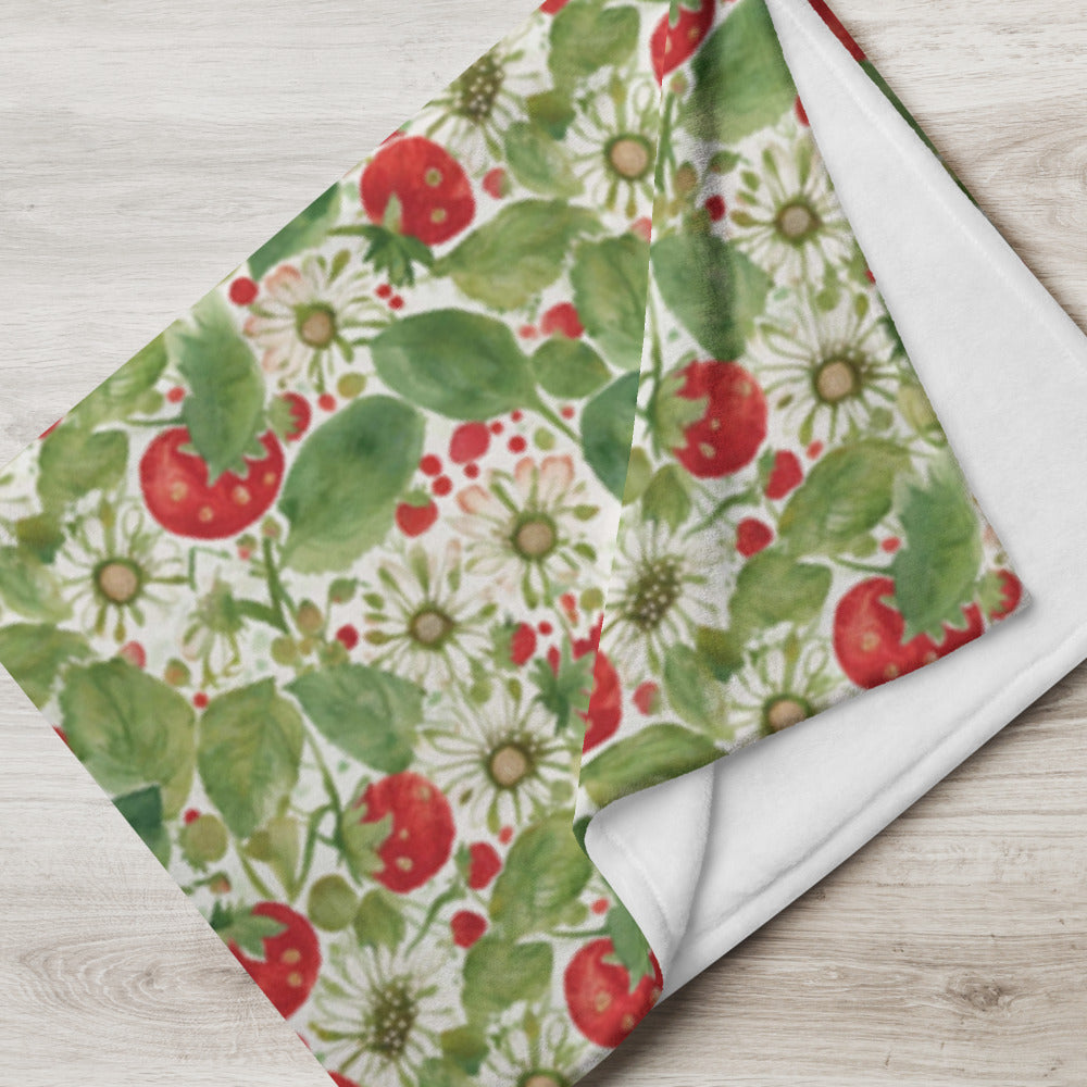 Strawberry & Daisy Throw - shown in a home setting