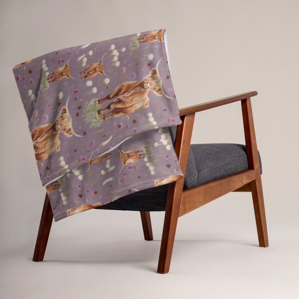 Highland Coo Throw - shown in a home setting