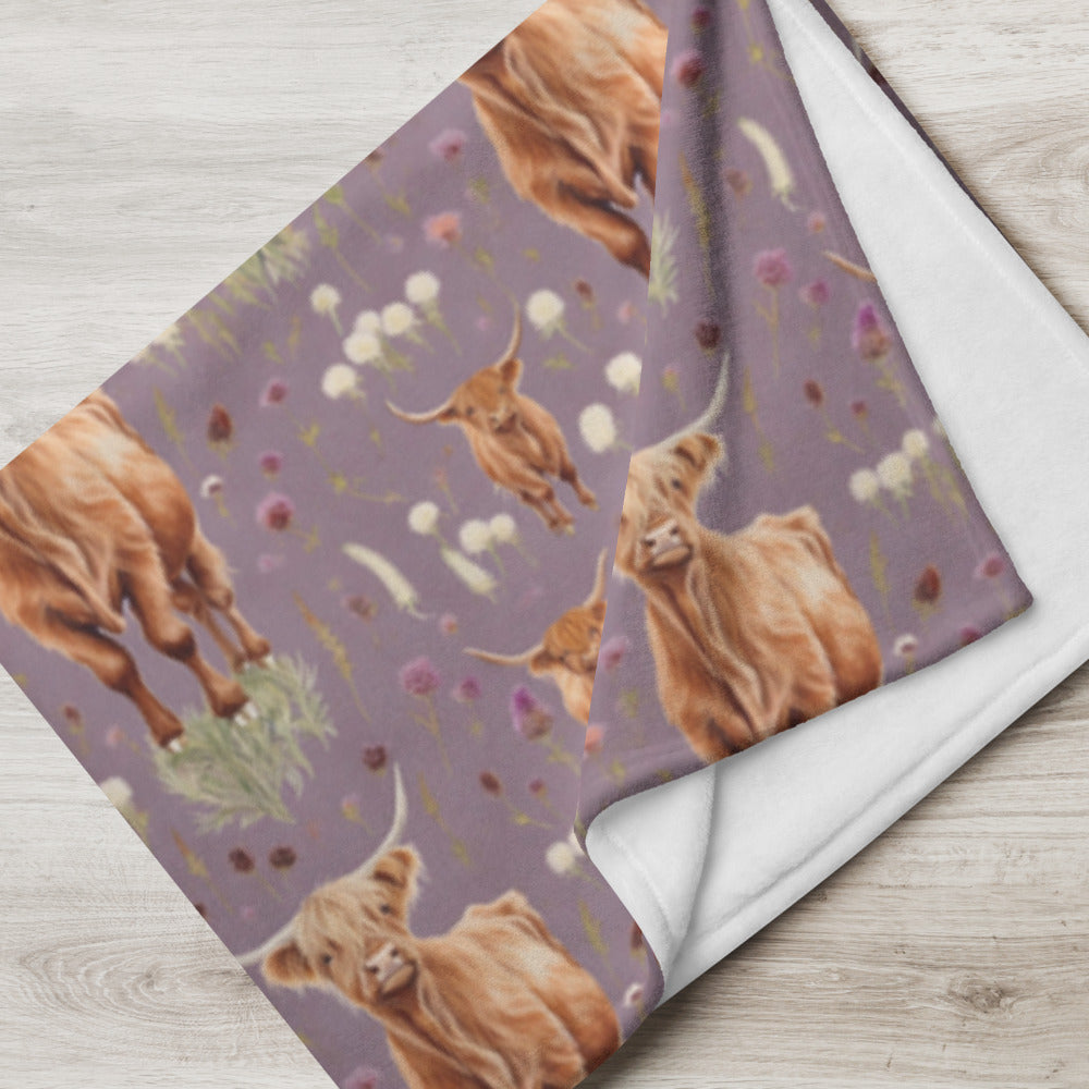 Highland Coo Throw - shown in a home setting