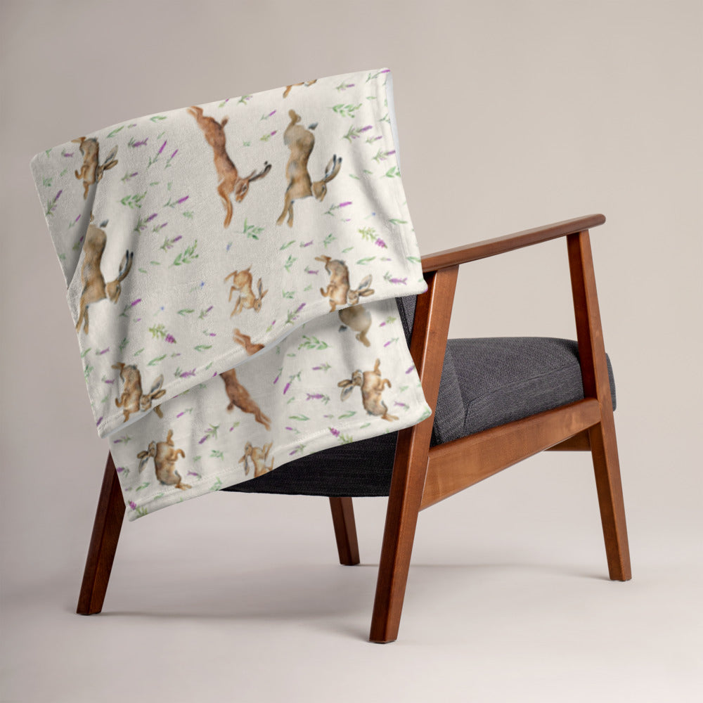 Highland Hares Throw - watercolour design, view 2