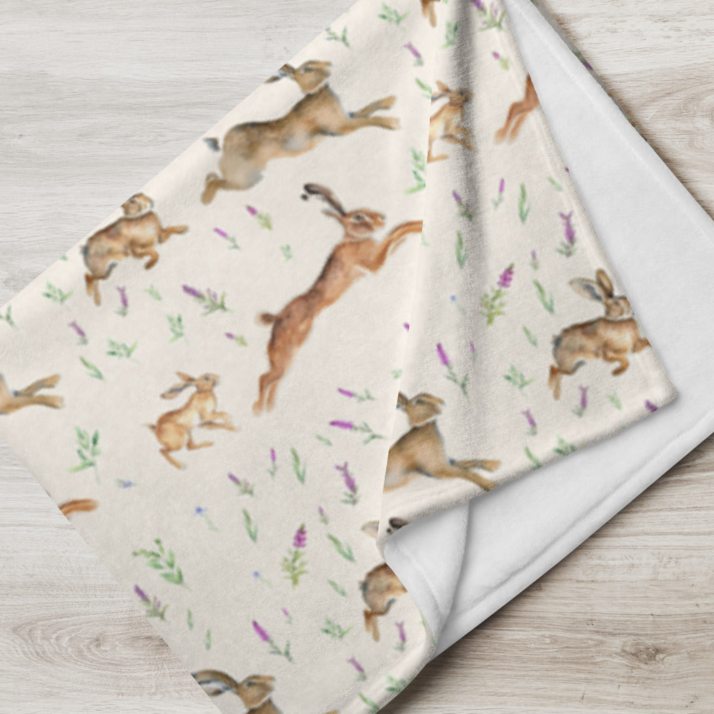 Highland Hares Throw - watercolour design, view 3