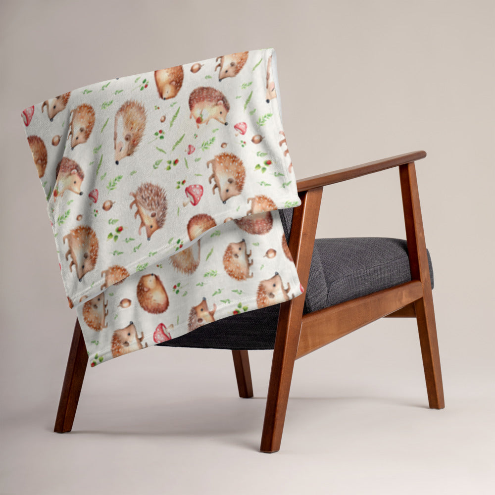Hedgehog Hollow Throw - watercolour design, view 2