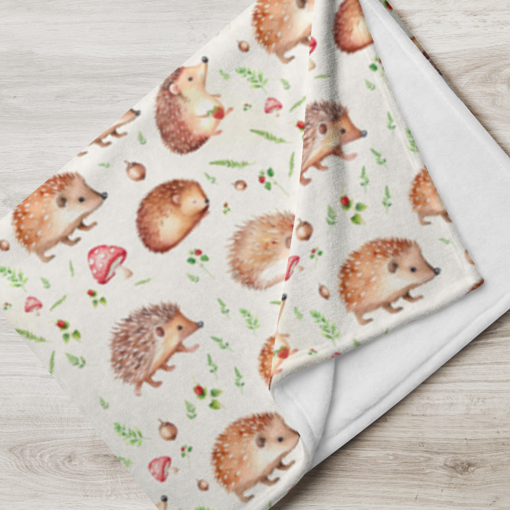 Hedgehog Hollow Throw - watercolour design, view 3