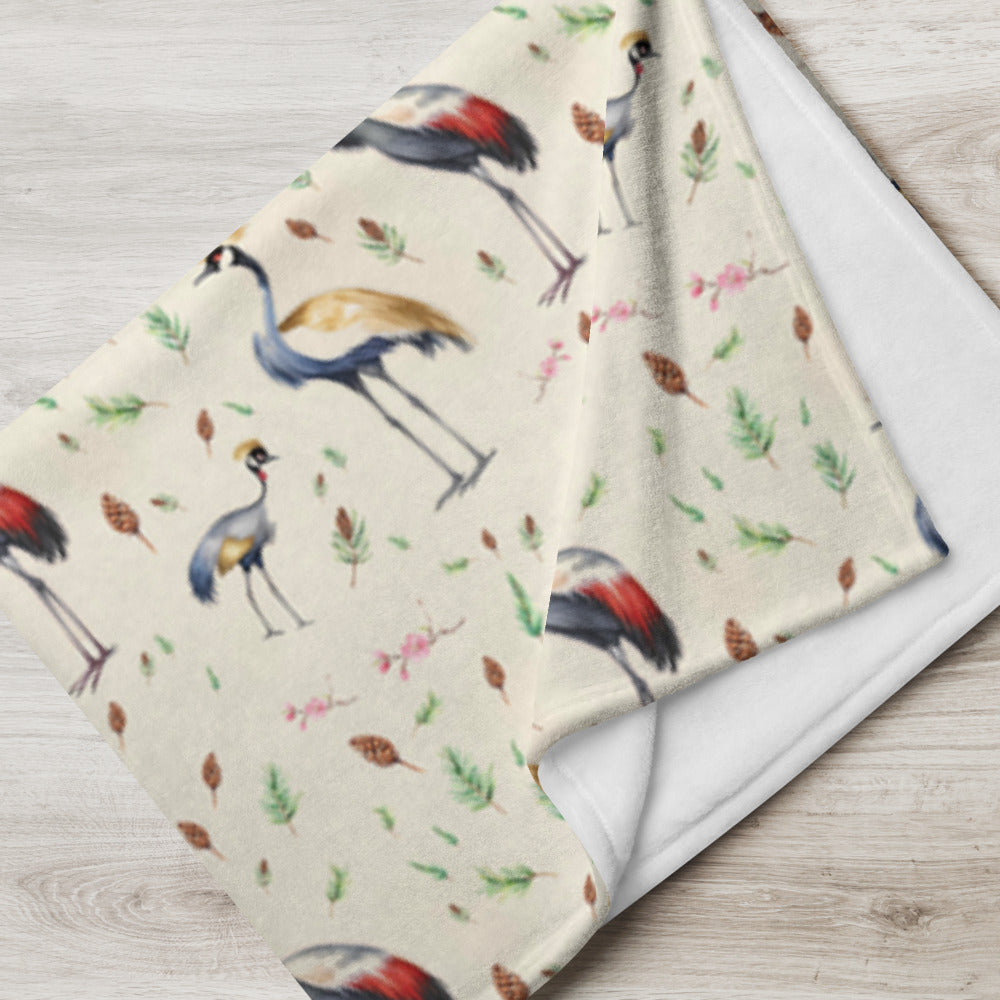 Crane & Pine Throw - watercolour design, view 3