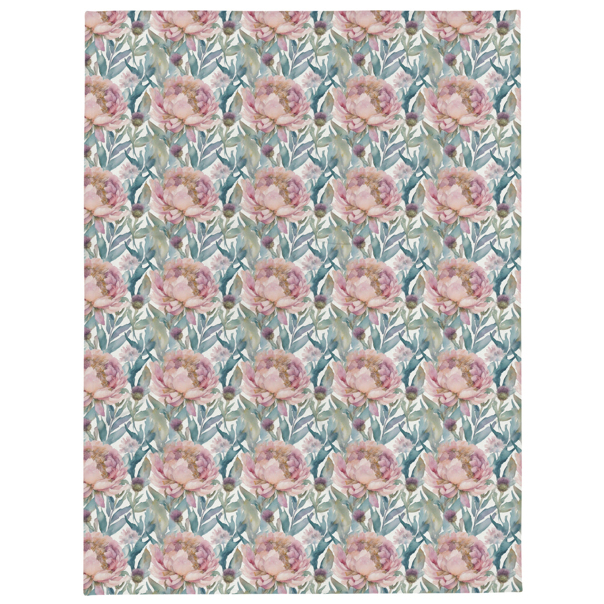 Highland Peony Throw - watercolour print