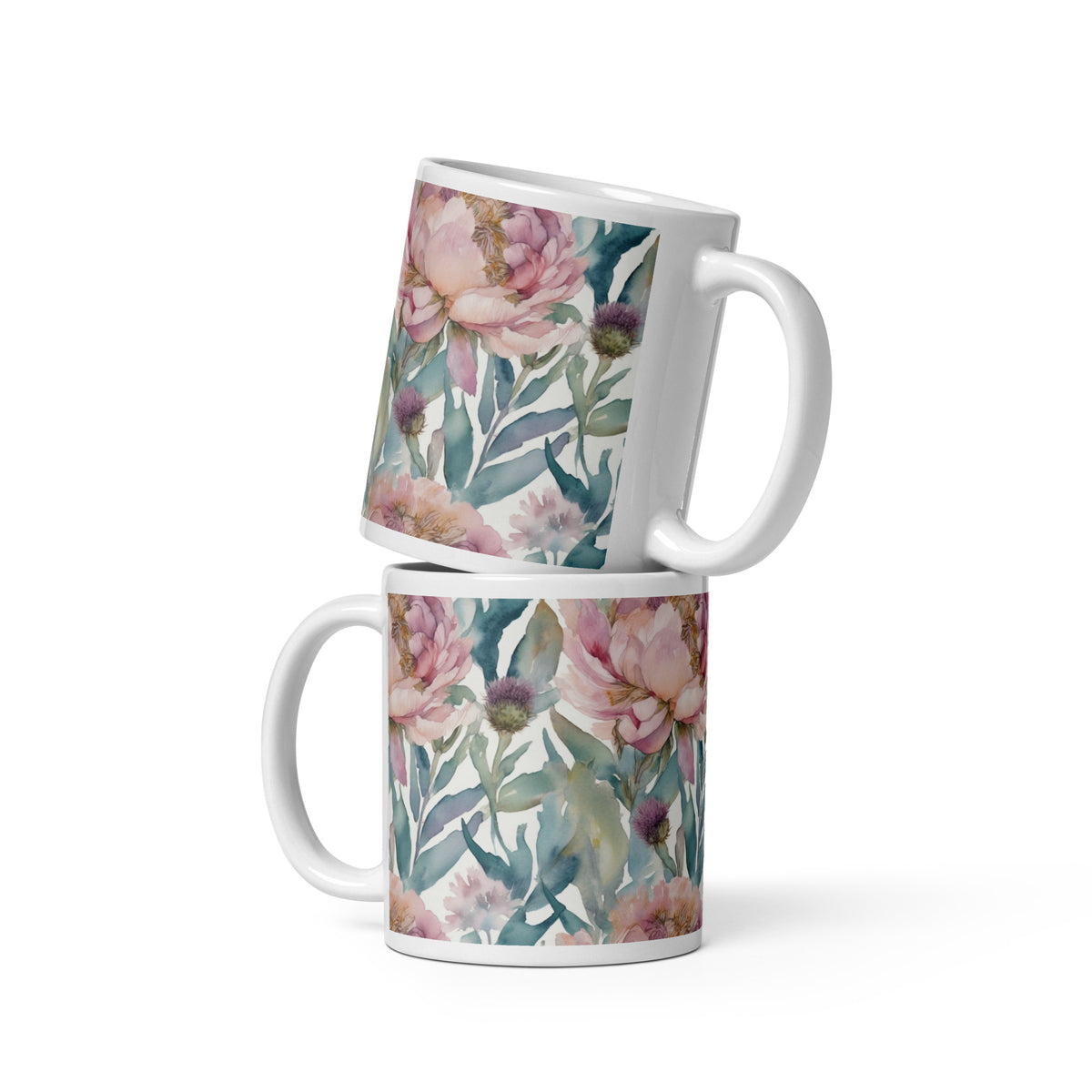 Highland Peony Mug - watercolour print