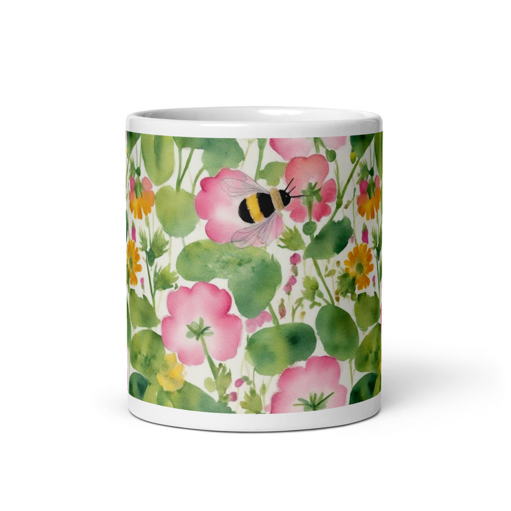 Bumble Garden Mug - watercolour print