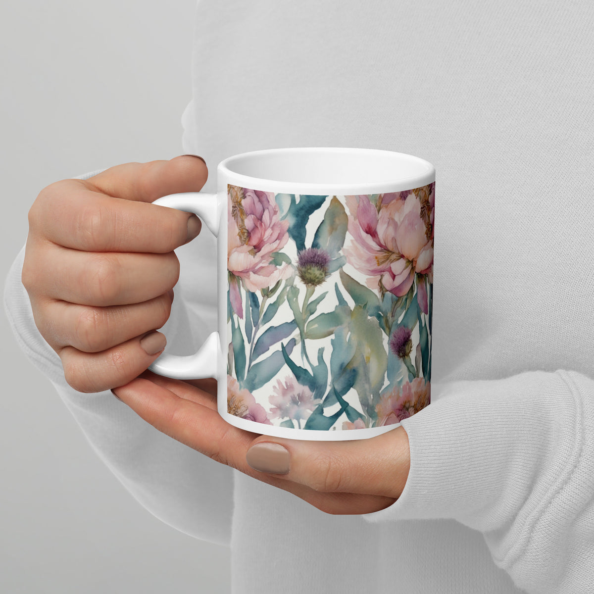 Highland Peony Mug - watercolour print