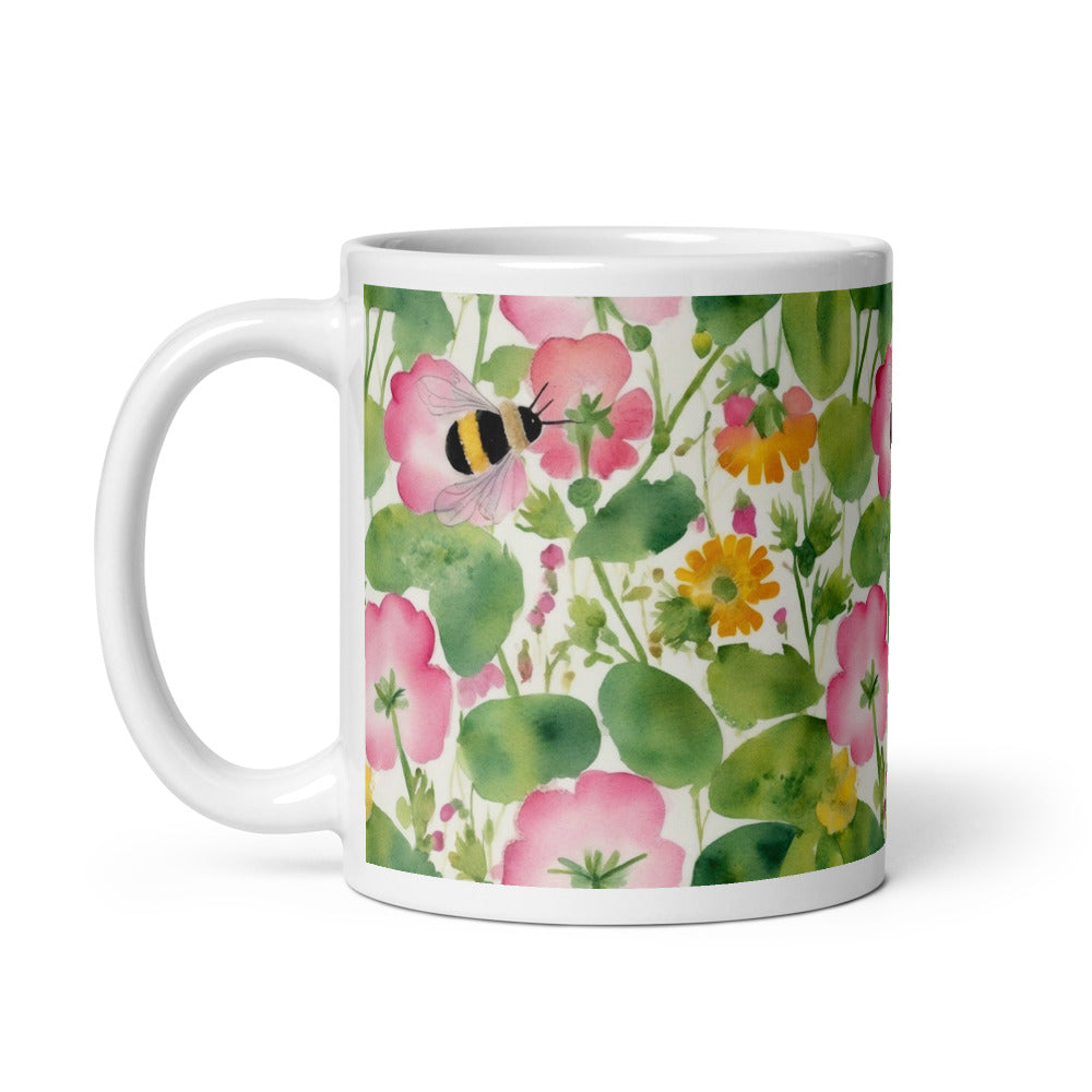 Bumble Garden Mug - watercolour print