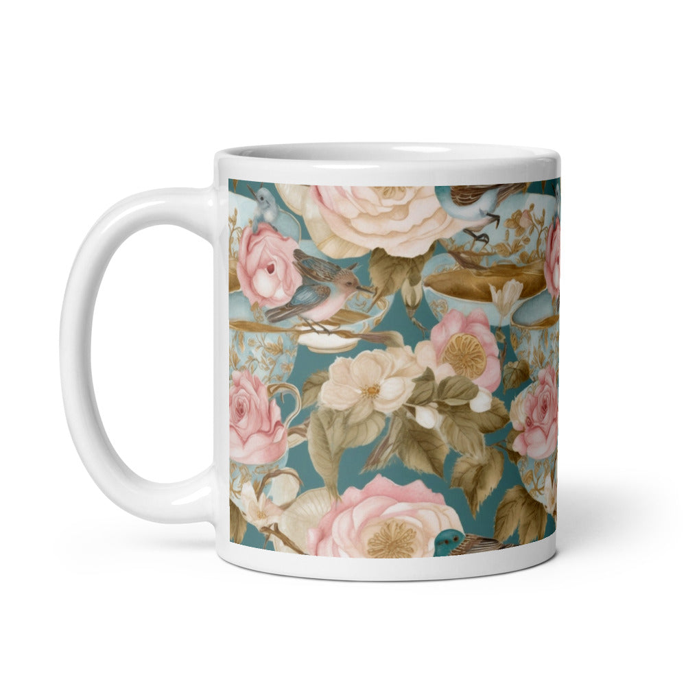 Teatime Roses Mug - watercolour print