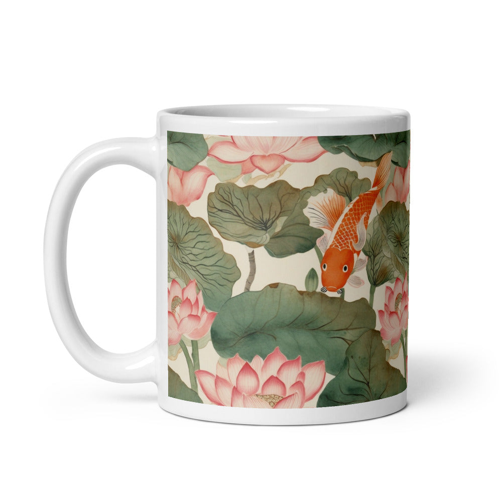 Koi & Lotus Mug - watercolour print