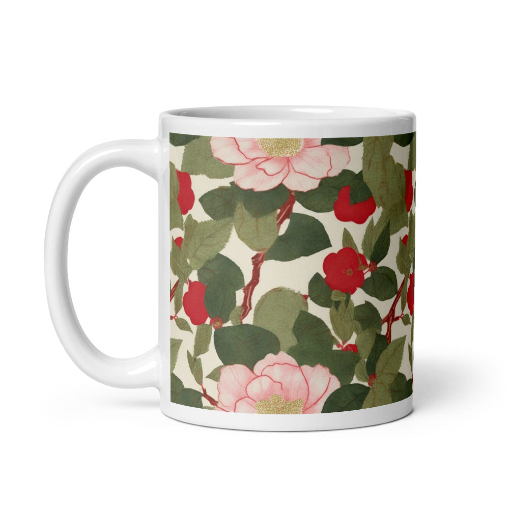 Tasse Red Camellia - impression aquarelle