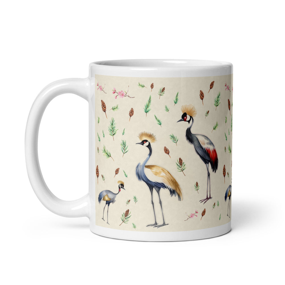 Crane & Pine Mug - watercolour design, view 2
