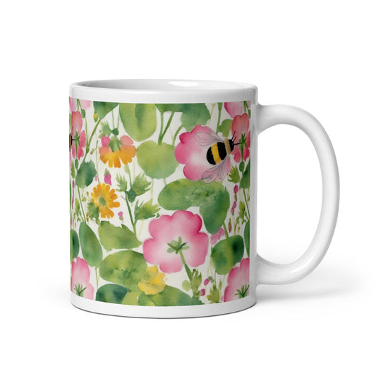Bumble Garden Mug - watercolour print