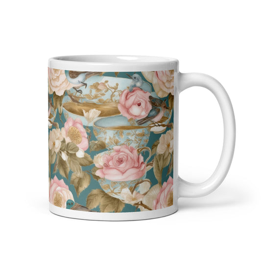 Teatime Roses Mug - watercolour print