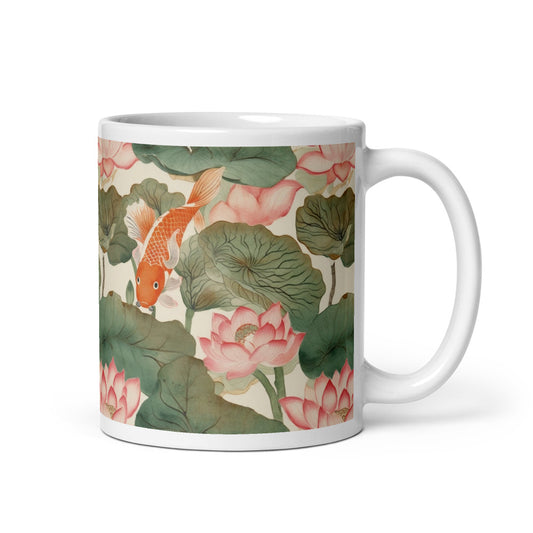 Koi & Lotus Mug - watercolour print