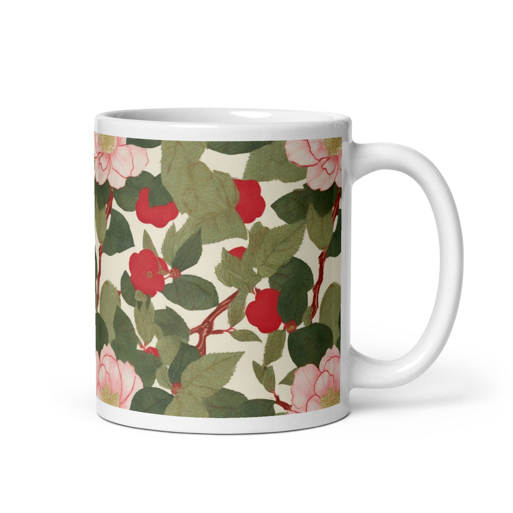 Tasse Red Camellia - impression aquarelle