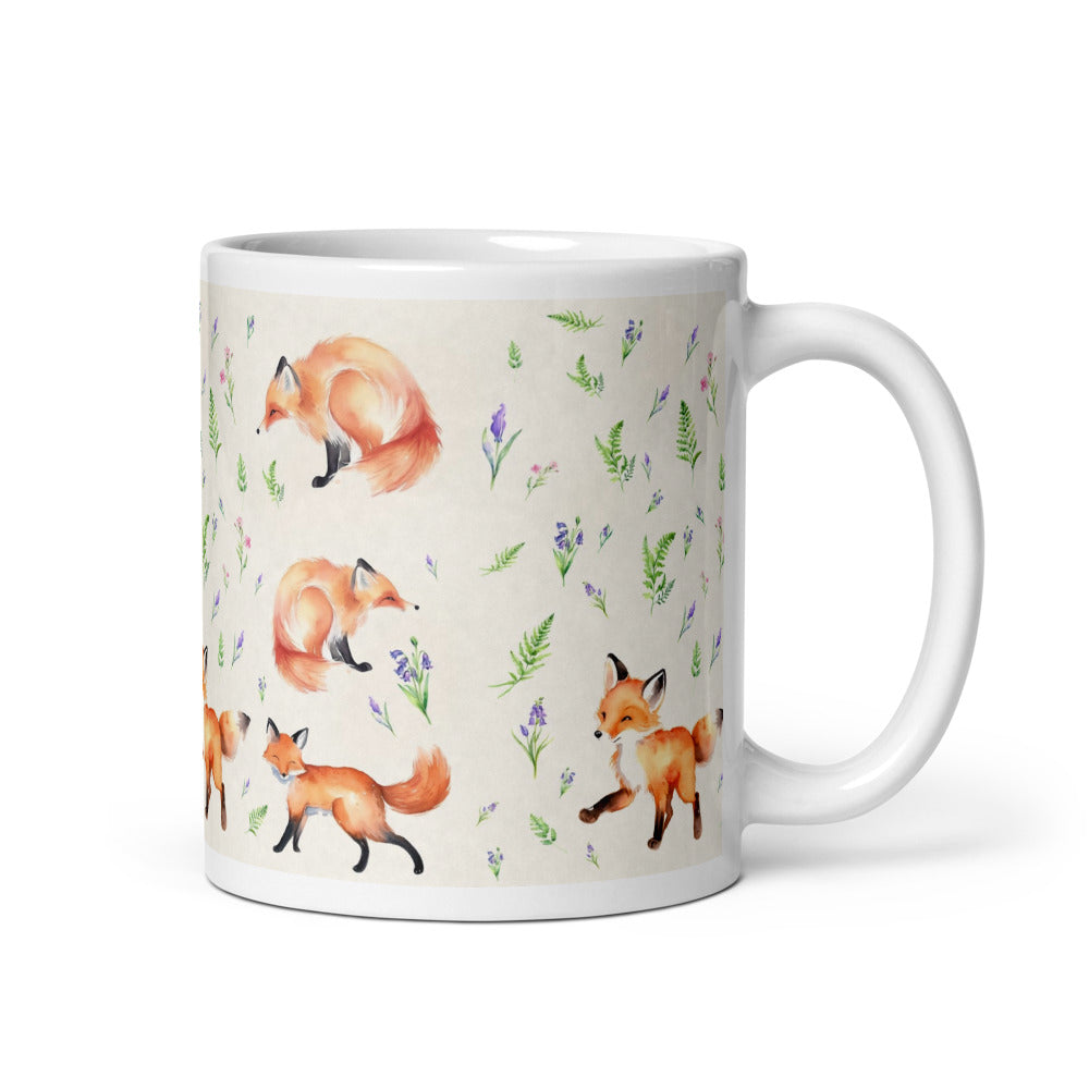 Tasse Fox in the Bluebells - motif aquarelle
